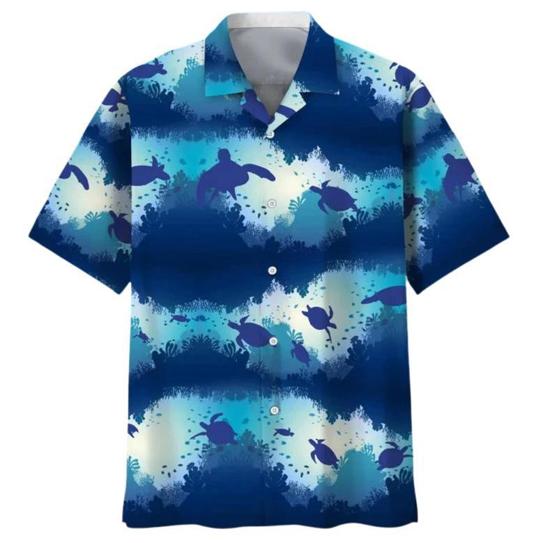 All Over Print Turtle Floral Hawaiian Shirt, Aloha Beach Shirt, Summer Hawaiian Turtle Shirt