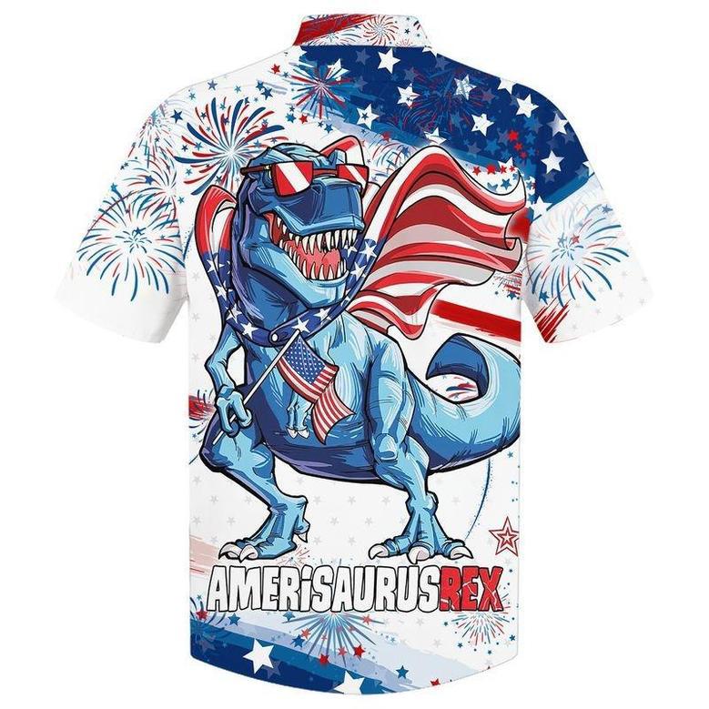 All Over Printed Of July Hawaiian Shirt, Amerisaurusrex Hawaii Beach Shirt, Saurus Usa Hawaiian Shirt