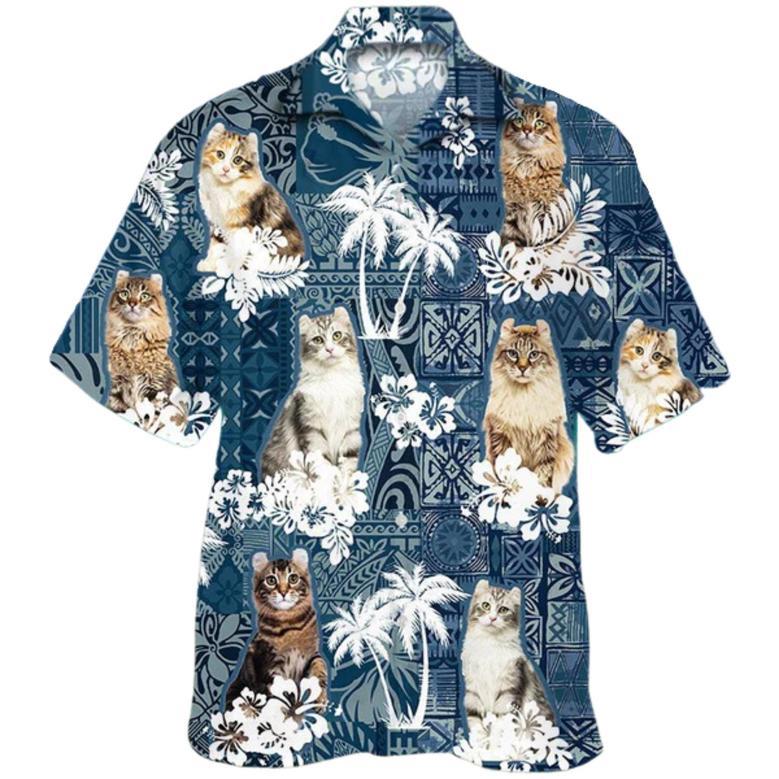 American Curl Green Tropical Hawaiian Shirt For Men, Cat Hawaiian Shirt For Women, Hawaii Shirt