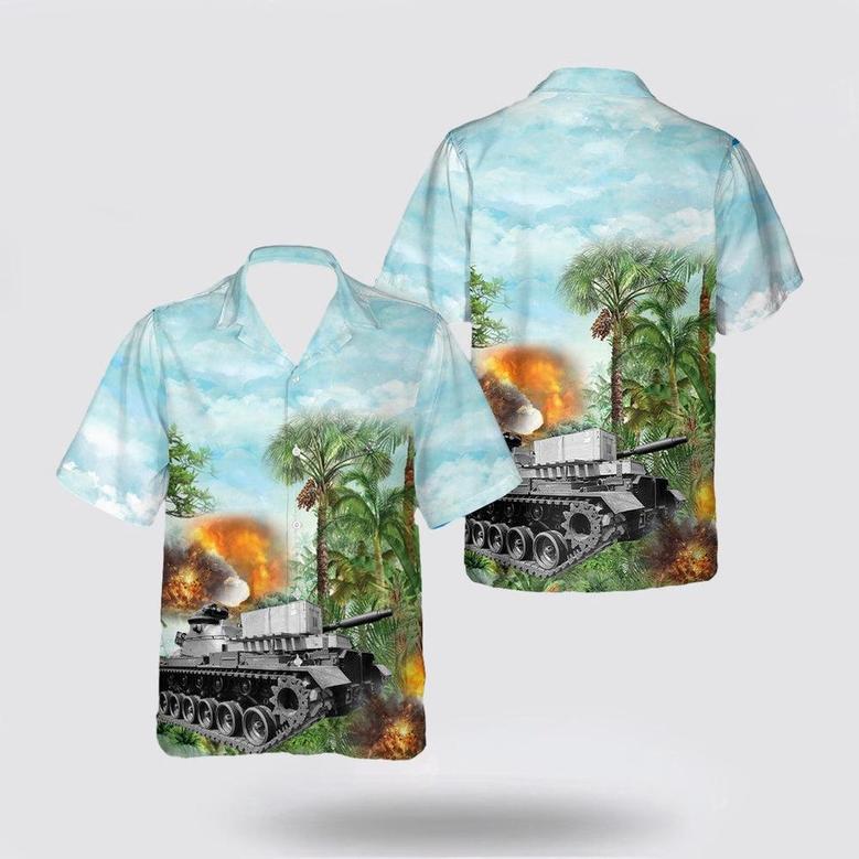 Army Hawaiian Shirt, Us Army Vietnam War 1972 Patton Tanks Hawaiian Shirt