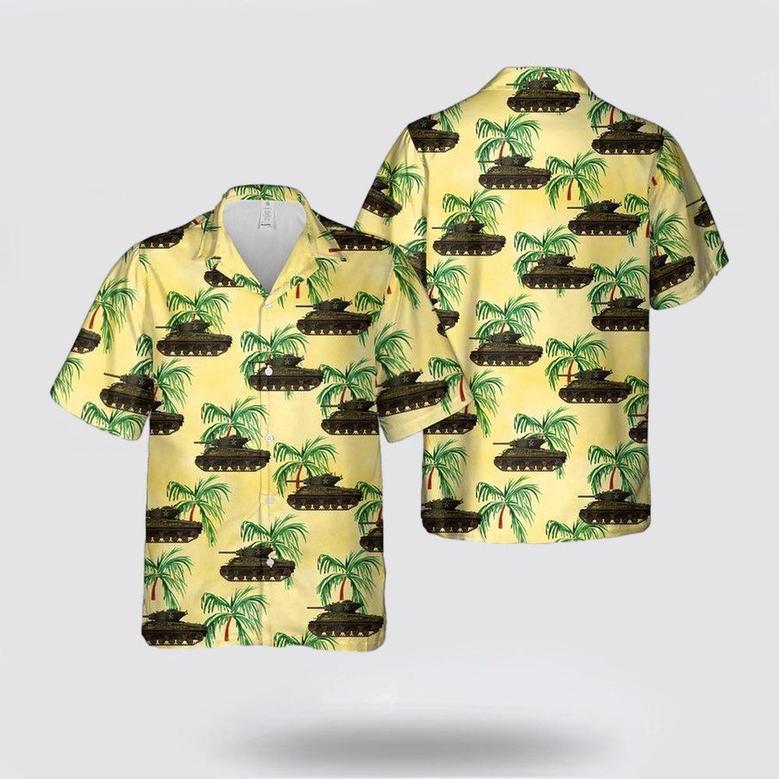 Army Hawaiian Shirt, Us Army Armored Division Jumbo Cobra King With The First In Bastogne Inscription Hawaiian Shirt