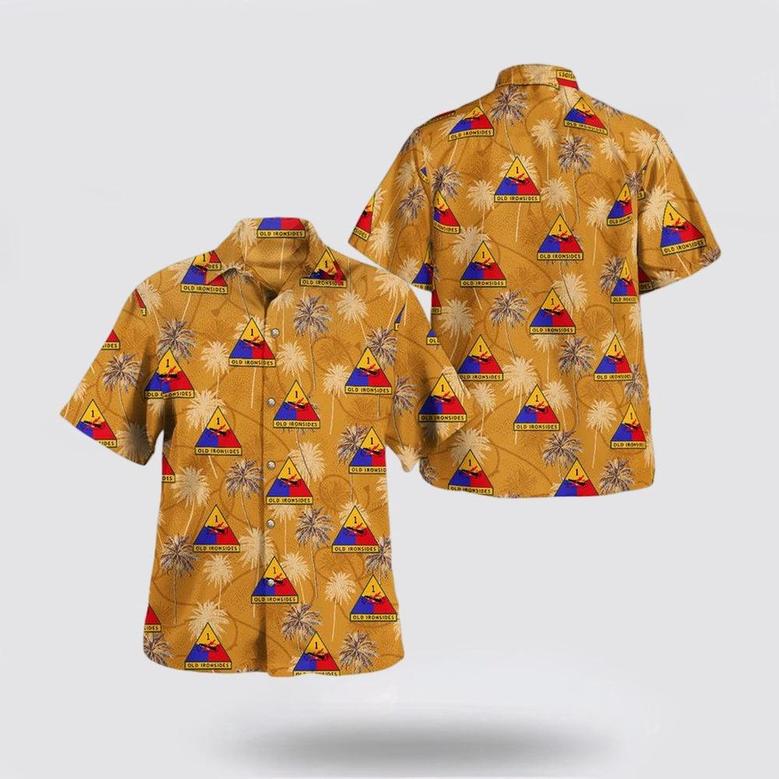 Army Hawaiian Shirt, Us Army Armored Division Old Ironsides Hawaiian Shirts, Military Hawaiian Shirt