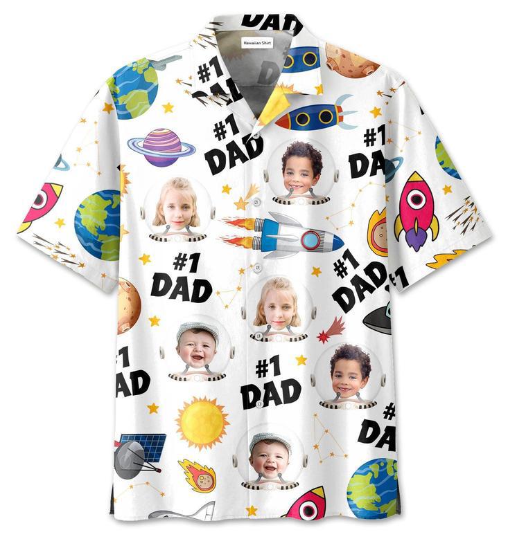 Astronaut #1 Dad Personalized Hawaiian Aloha Shirts - Gift For Father's Day