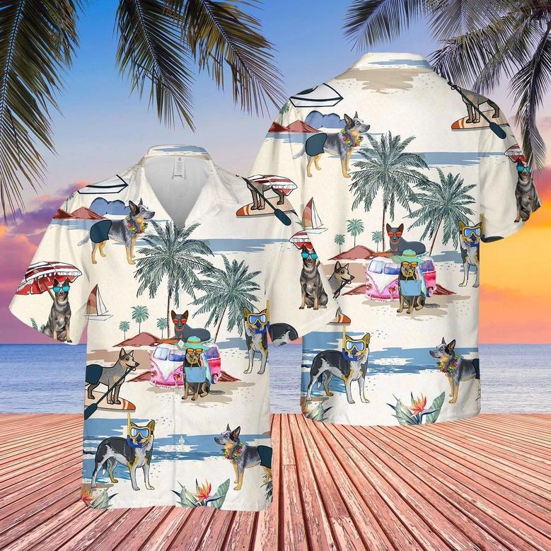 Australian Cattle Dog Summer Beach Hawaiian Shirt, Summer Beach And Dog In Hawaii Aloha Shirt