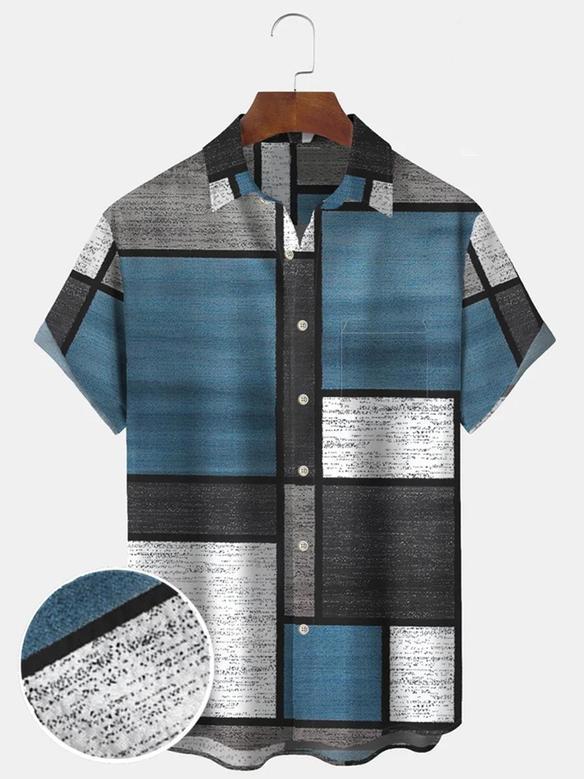 Beach Hawaii Shirt, Geometric Print Casual Hawaiian Shirt, Aloha Shirt For Him