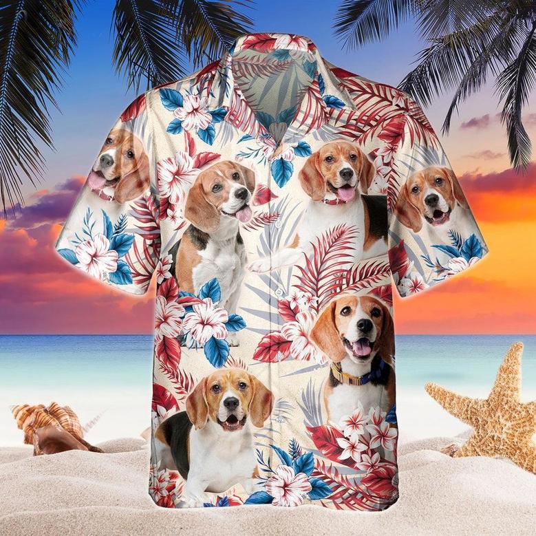 Beagle Dog United States Flag Hawaiian Flowers All Over Printed Hawaiian Shirt, Farm Hawaiian Shirt, Farmer Hawaii