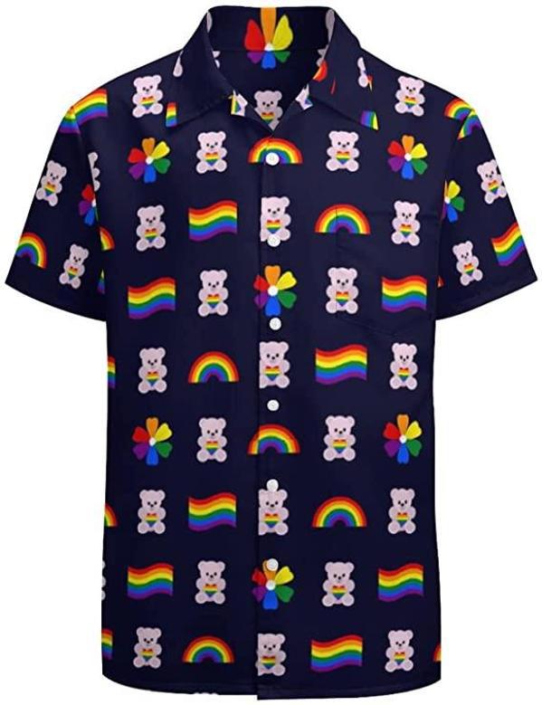 Bear Pride Hawaiian Shirt, Rainbow Pride Hawaii Tshirt, Aloha Lgbtq Beaach Pride Hawaiian Shirt