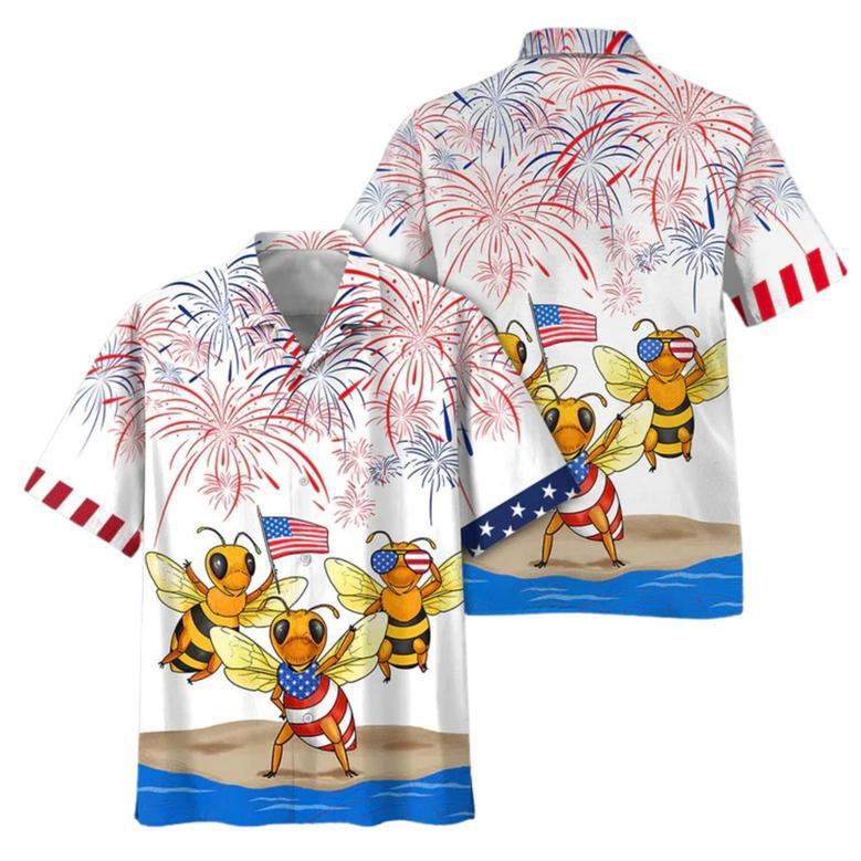 Bee Hawaiian Full Print Shirt, Bee's Hawaiian Shirt Independence Day, Funny Of July Gifts