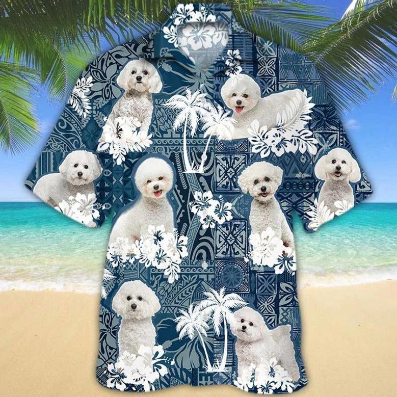 Bichon Frise Hawaiian Shirt, Full Print White Dog Hawaii Beach Shirts, Aloha Dog Shirts Summer Day