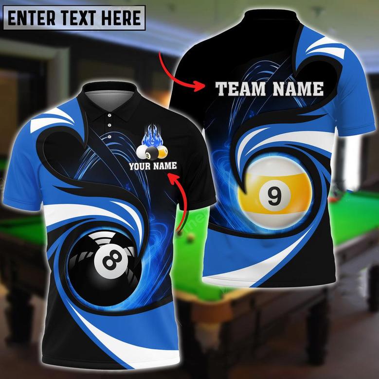 Billiards 8 Ball & 9 Ball Stormeye Multicolor Polo Shirt, Personalized Name, Team Name Billiard Shirt