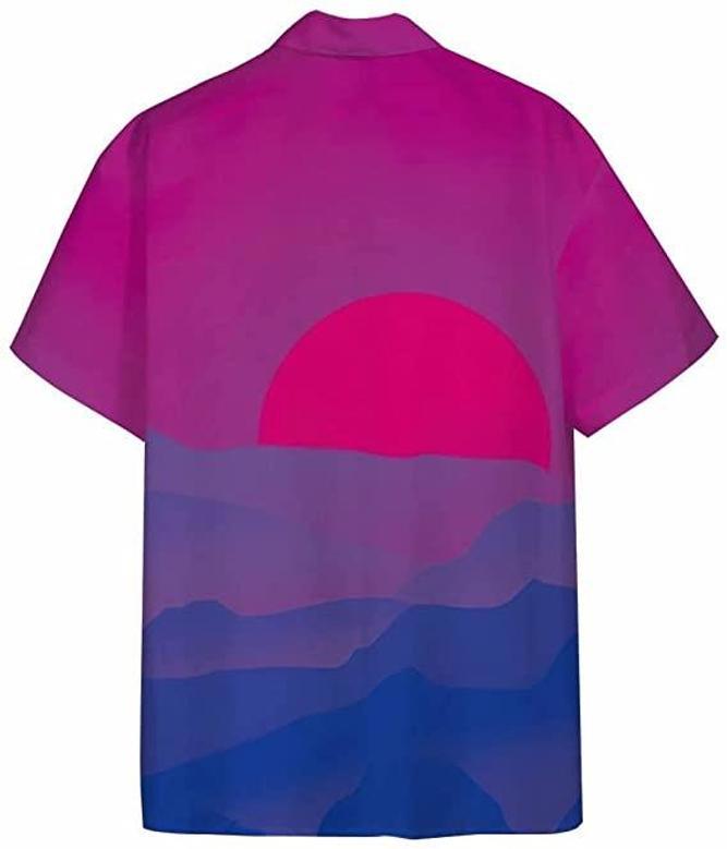 Bisexual Pride Sunrise Hawaii Shirt, Hawaiian Short Sleeve Shirt, Bisexual Pride Hawaiian Shirt