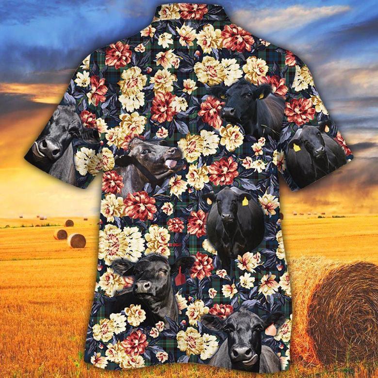 Black Angus Cattle Green Plaid Pattern All Over Printed Hawaiian Shirt, Farm Hawaiian Shirt, Farmer Hawaii