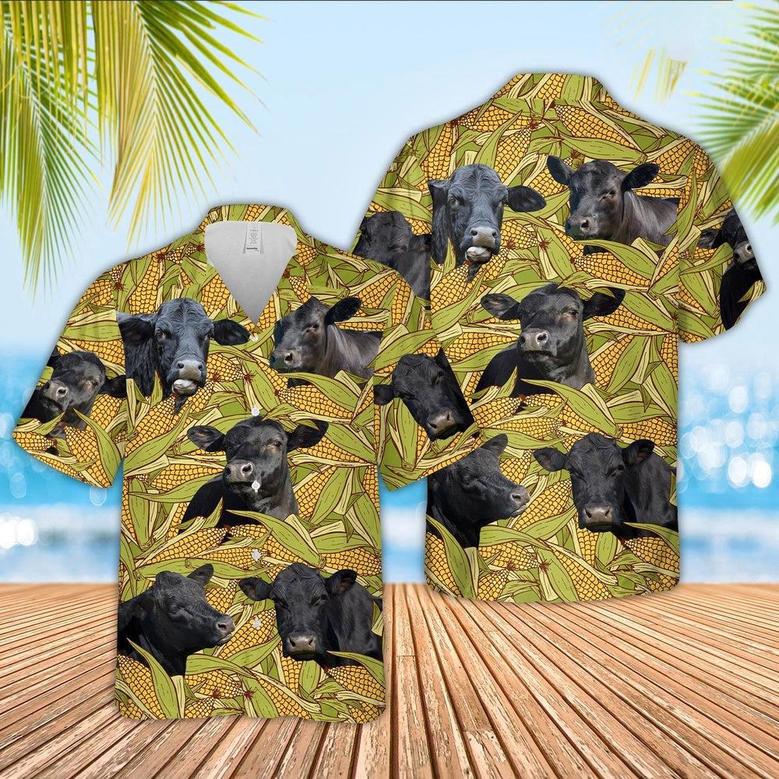 Black Angus Pattern Hawaiian Shirt, Farm Hawaiian Shirt, Farmer Hawaii