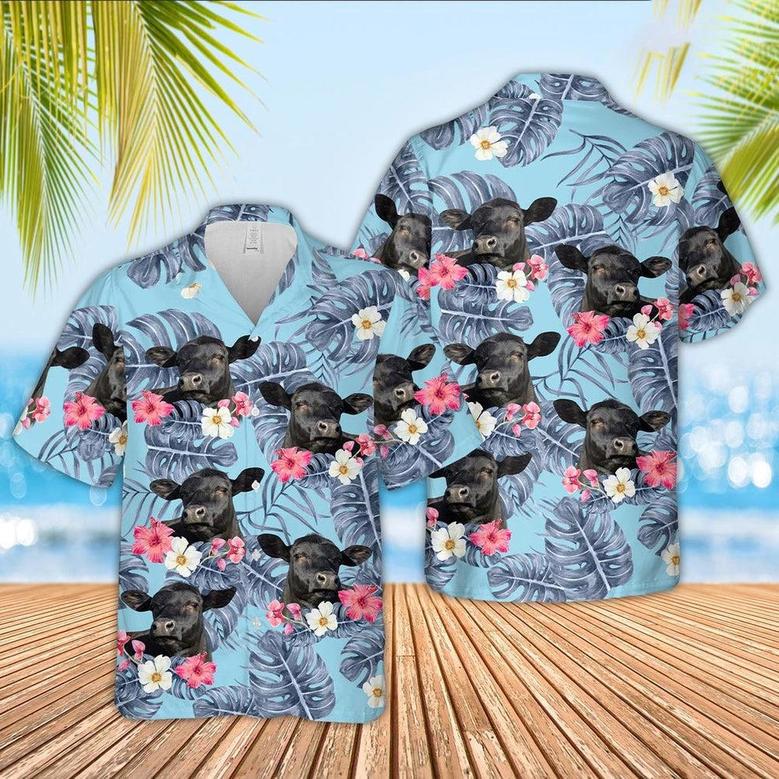 Black Angus Sierra Blue Pattern Hawaiian Shirt For Kids, Farm Hawaiian Shirt, Farmer Hawaii