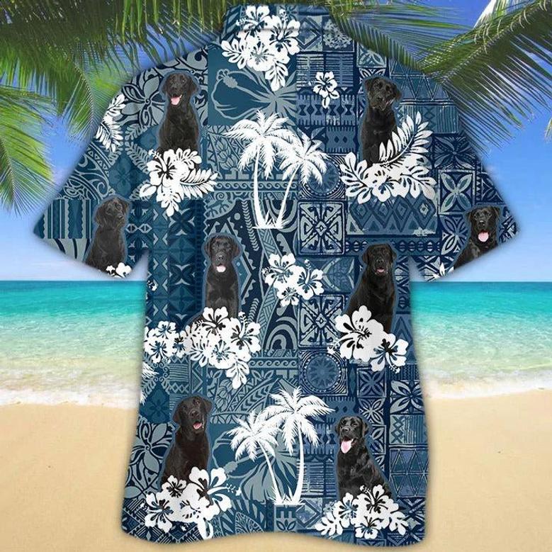 Black Labrador Hawaiian Shirt With Pocket, Black Dog Hawaii Shirts, Hawaii Dog Shirts