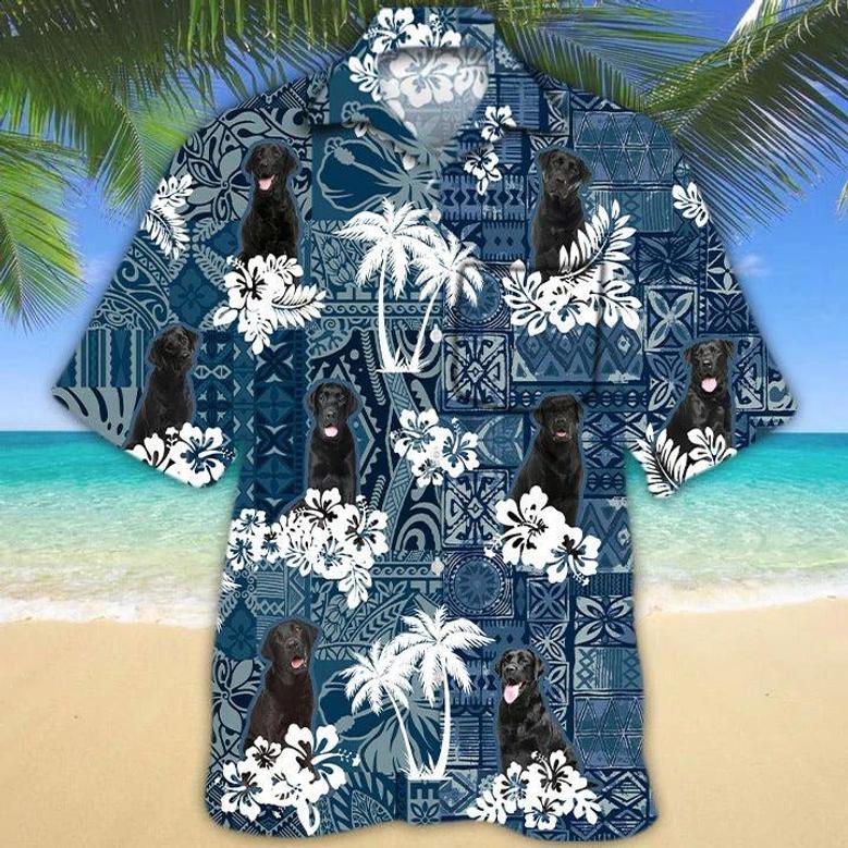 Black Labrador Hawaiian Shirt With Pocket, Black Dog Hawaii Shirts, Hawaii Dog Shirts