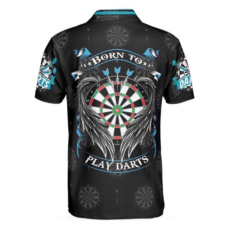 Born To Play Darts Shirt For Men Polo Shirt, Black Darts Shirt, Top Gift Idea For Male Darts Players
