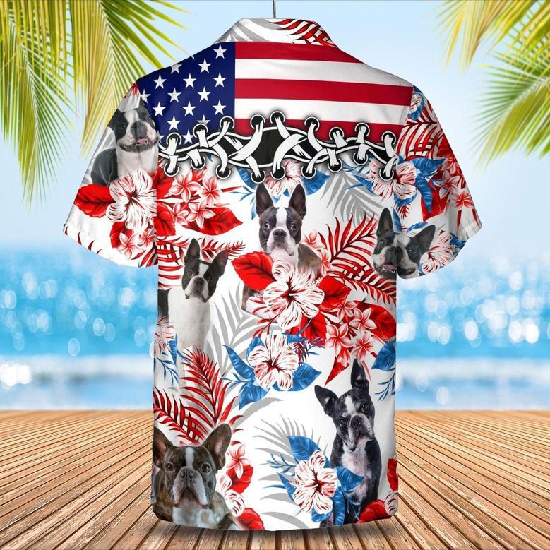 Boston Terrier Hawaiian Shirt, Full Printed Dog And Flower In Hawaii Aloha Beach Shirts For Dog Lovers