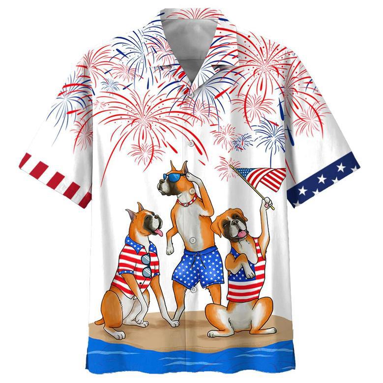 Boxer Full Printed Hawaiian Shirts For Men And Woman, Independence Day Is Coming, Happy Of July Aloha Beach Shirt