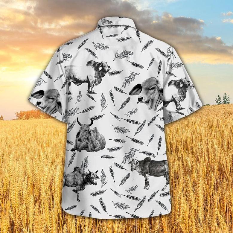 Brahman Pattern Hawaiian Shirt, Farm Hawaiian Shirt, Farmer Hawaii