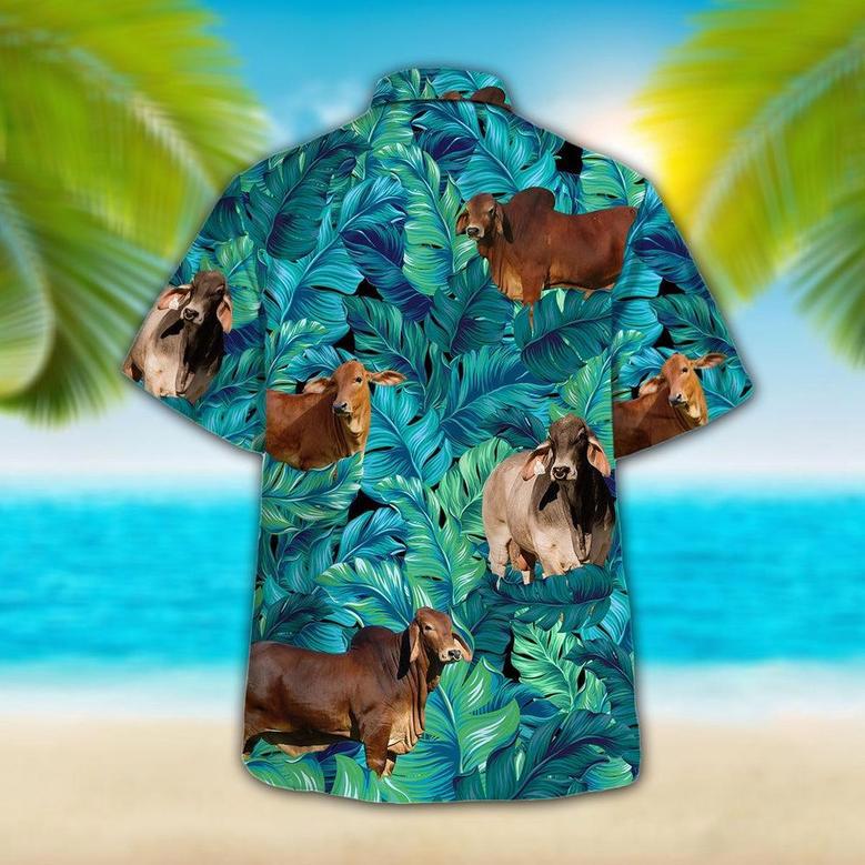 Brahman Tropical Hawaiian Palm Leaves All Over Printed Hawaiian Shirt, Farm Hawaiian Shirt, Farmer Hawaii