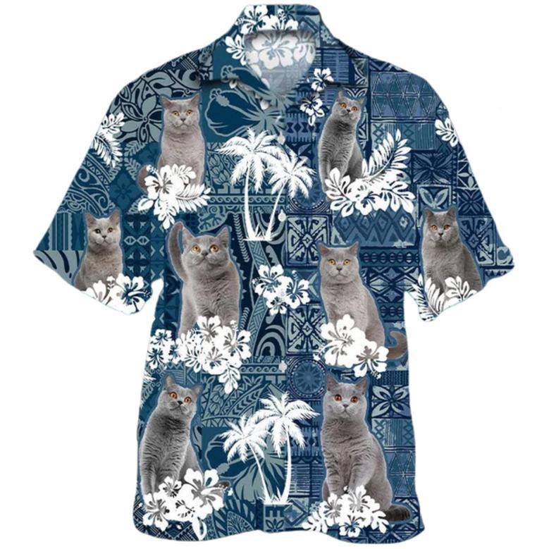 British Shorthair Hawaiian Shirt For Cat Lovers, Cat In Hawaiian Shirt, Full Print Animal Hawaii Beach Shirts