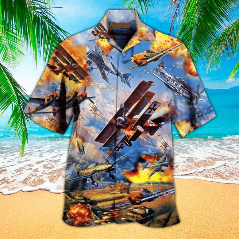 Burning Airplane Hawaiian Aloha Shirts