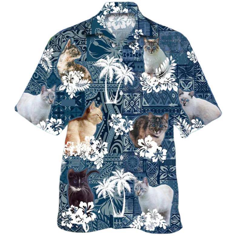 Cat Hawaiian Shirt For Summer Day, Full Print Hawaii Cat Shirts, Cat Aloha Beach Shirt, Gift For Cat Lover