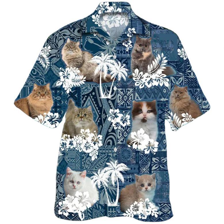 Cat Hawaiian Shirt For Summer Day, Full Print Hawaii Cat Shirts, Cat Aloha Beach Shirt, Gift For Cat Lover