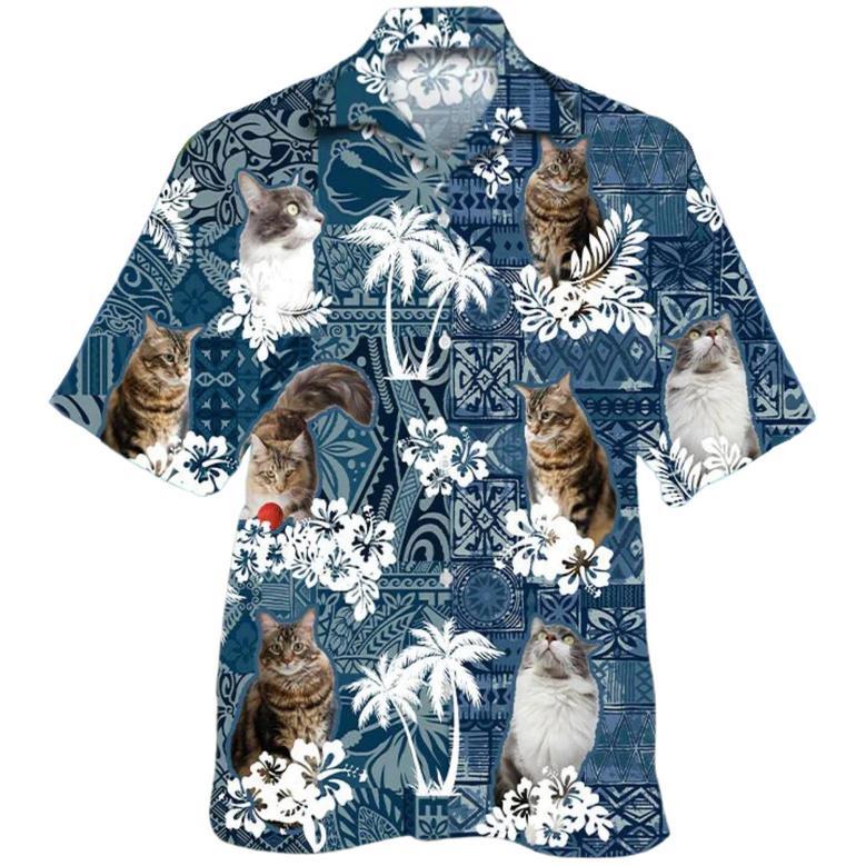 Cat Hawaiian Shirt For Summer Day, Full Print Hawaii Cat Shirts, Cat Aloha Beach Shirt, Gift For Cat Lover