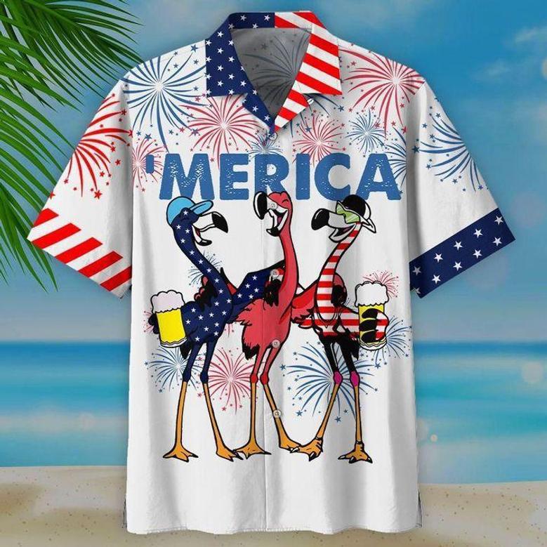 Cheering American Flamingo Hawaiian Aloha Shirts