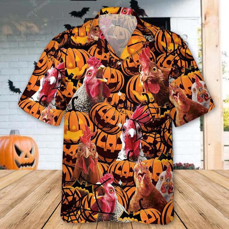 Chicken Halloween Hawaiian Shirt, Farm Hawaiian Shirt, Farmer Hawaii