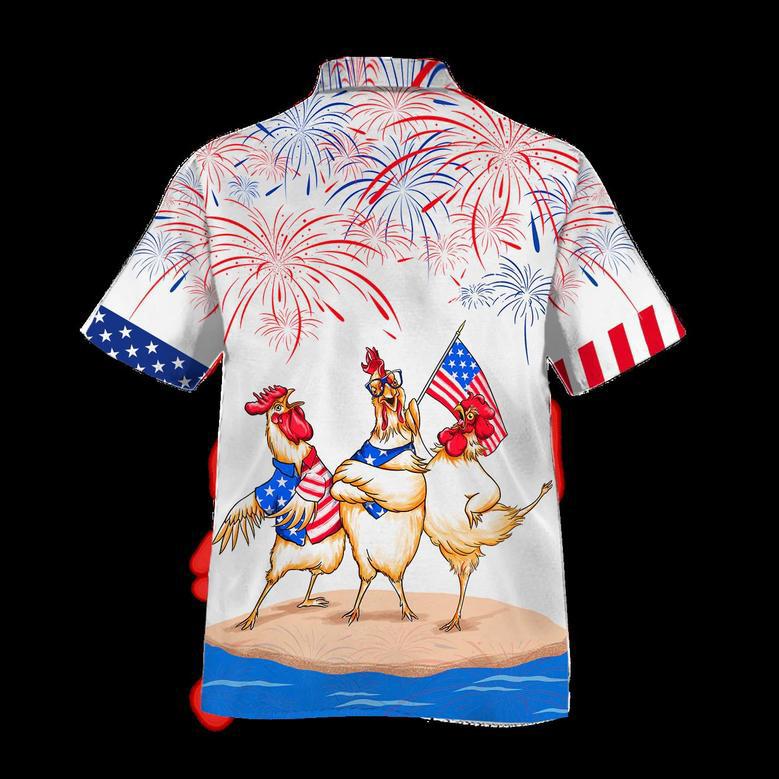 Chicken Hawaiian Shirts Independence Day Is Coming, Of July Funny Chicken Hawaii Aloha Beach Shirt, Chicken Lovers