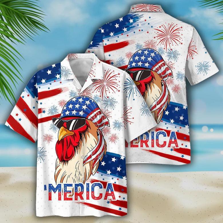 Chicken Hawaiian Shirts, Independence Day Funny Hawaii Shirt, Chicken Hawaii Aloha Beach Shirt