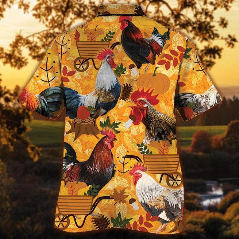 Chicken Orange Nature Autumn Hawaiian Shirt, Farm Hawaiian Shirt, Farmer Hawaii