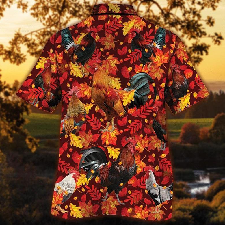 Chicken Red Leave Hawaiian Shirt, Farm Hawaiian Shirt, Farmer Hawaii