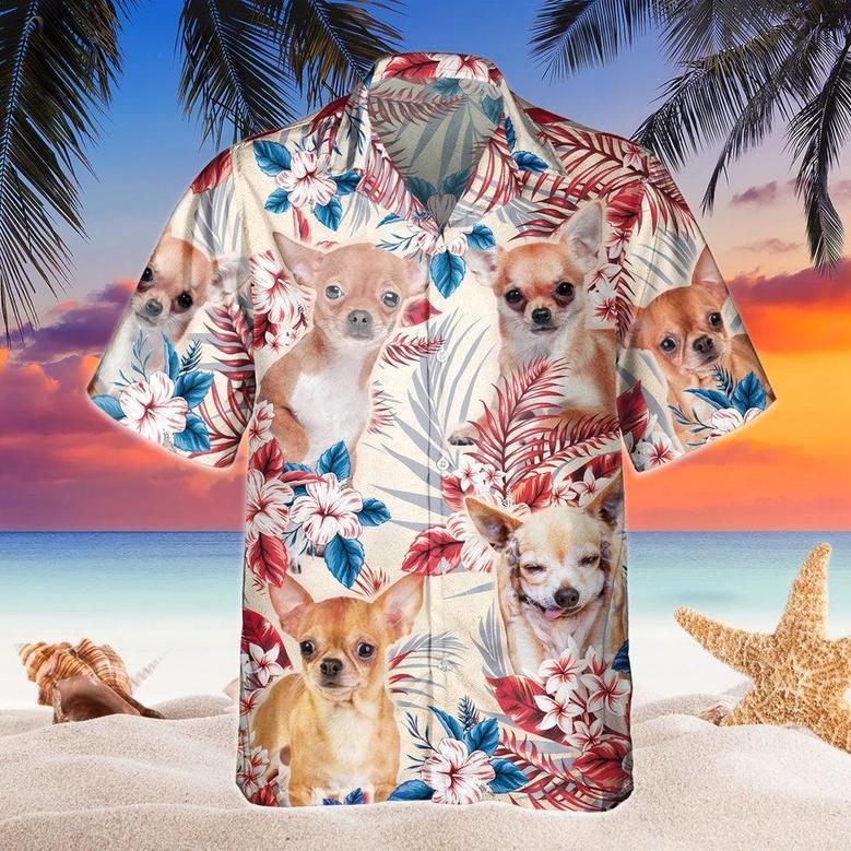 Chihuahua Dog United States Flag Hawaiian Flowers All Over Printed Hawaiian Shirt, Farm Hawaiian Shirt, Farmer Hawaii