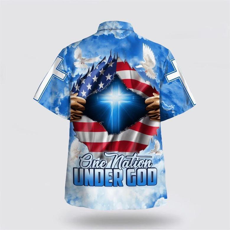 Christian Hawaiian Shirt, One Nation Under God Cross Hawaiian Shirts