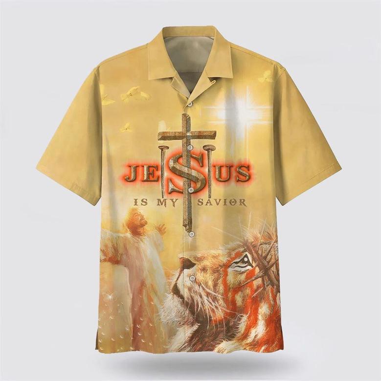 Christian Hawaiian Shirt, Jesus Is My Savior Hawaiian Shirt, Jesus Arms Wide Open Hawaiian Shirts