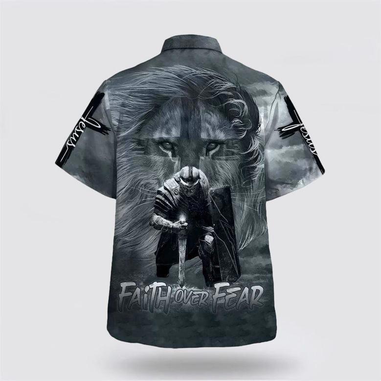 Christian Hawaiian Shirt, Knight And Lion Armor Of God Faith Over Fear Jesus Hawaiian Shirt