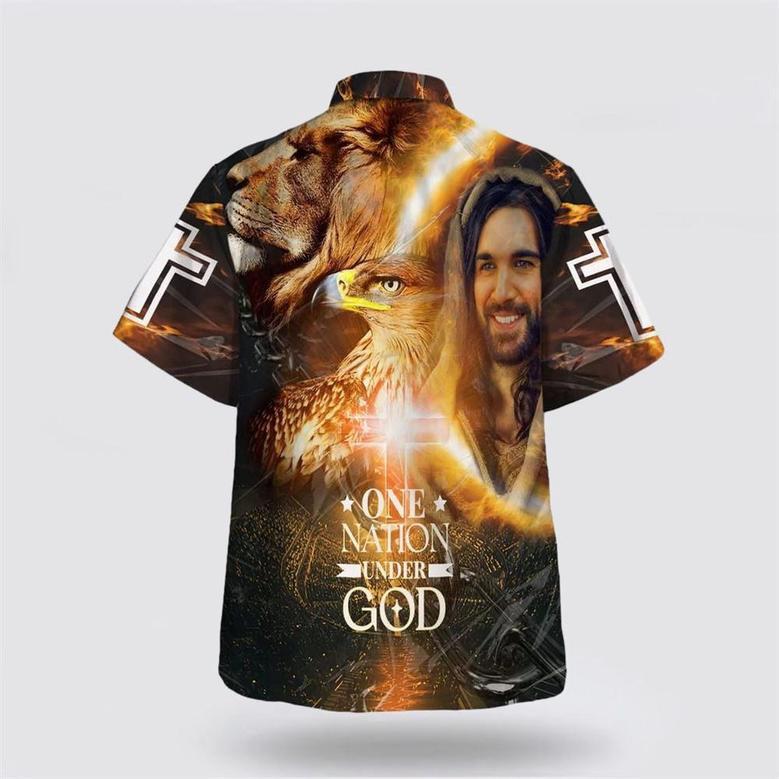 Christian Hawaiian Shirt, Jesus Smile Eagle One Nation Under God Hawaiian Shirts