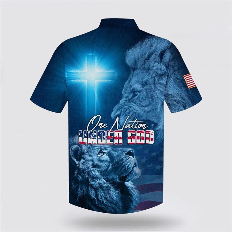 Christian Hawaiian Shirt, One Nation Under God Lion Hawaiian Shirts