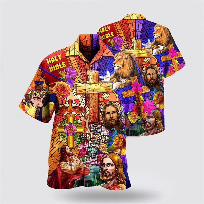 Christian Hawaiian Shirt, Jesus Lion And Flowers Cool Hawaiian Shirts