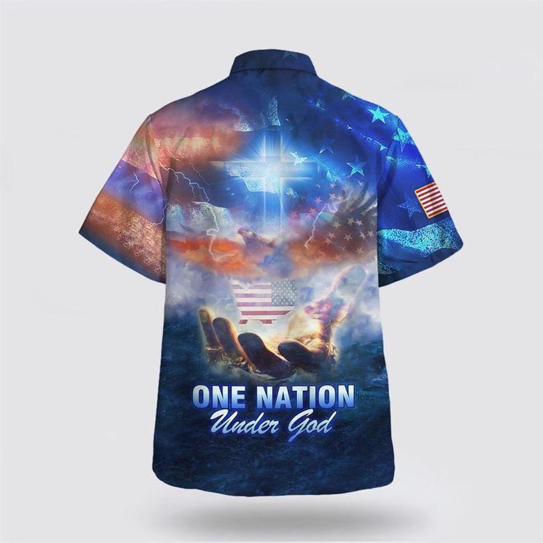 Christian Hawaiian Shirt, One Nation Under God Hand Of Jesus Hawaiian Shirt