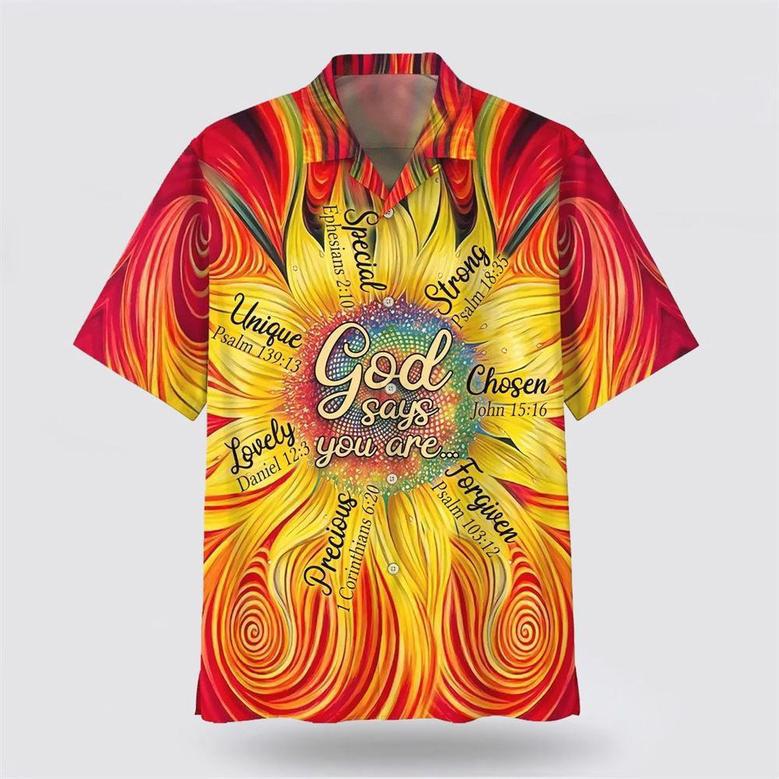 Christian Hawaiian Shirt, Sunflower God Say You Are Hawaiian Shirts