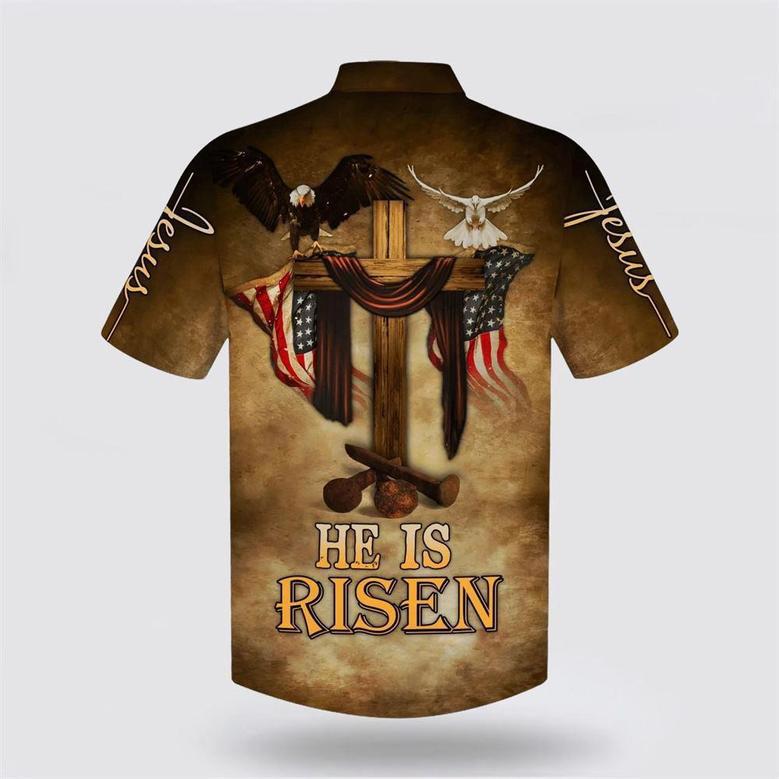 Christian Hawaiian Shirt, He Is Risen Eagle Cross Hawaiian Shirts