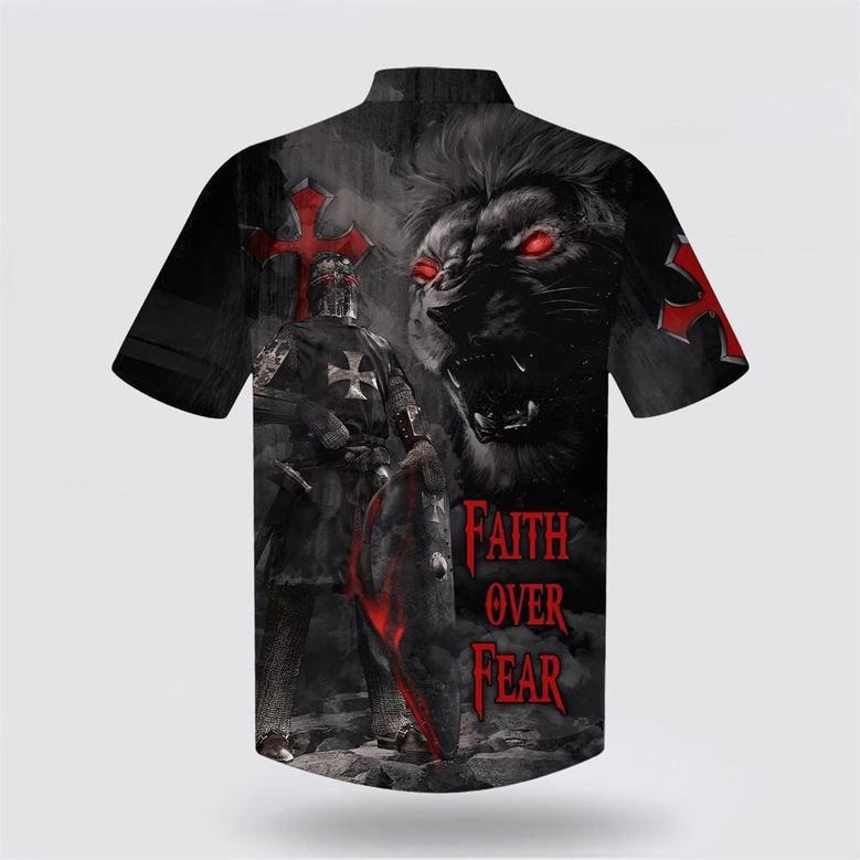 Christian Hawaiian Shirt, Faith Over Fear Warrior Of Christ Lion Cross Hawaiian Shirts