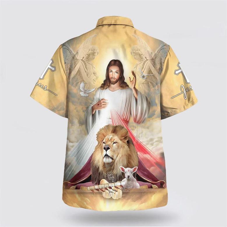 Christian Hawaiian Shirt, Jesus The Lion And The Lamb Hawaiian Shirts