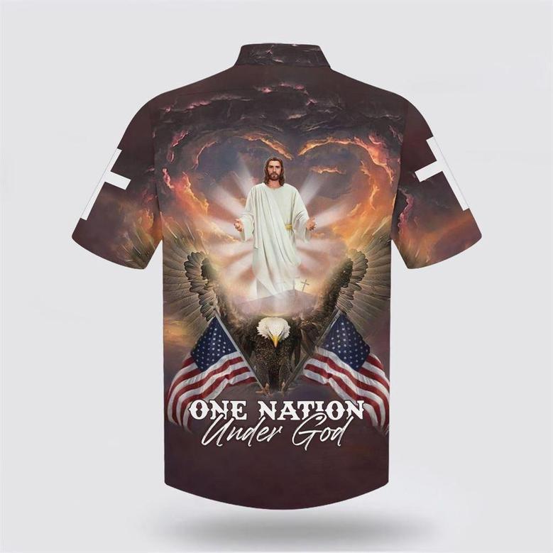 Christian Hawaiian Shirt, One Nation Under God Hawaiian Shirt, Jesus Arms Wide Open Hawaiian Shirts