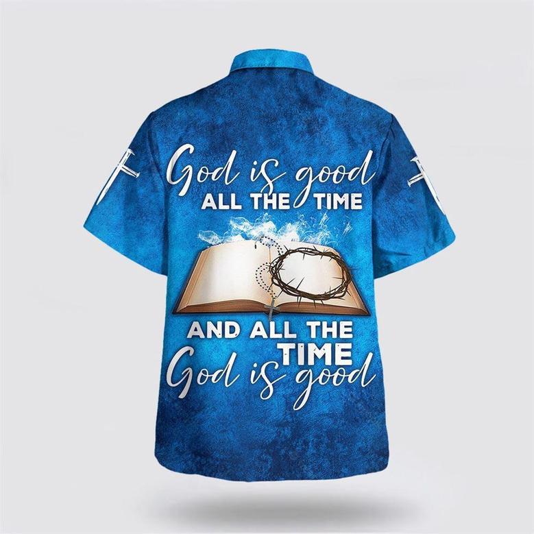 Christian Hawaiian Shirt, God Is Good All The Time Crown Cross Bible Jesus Hawaiian Shirts